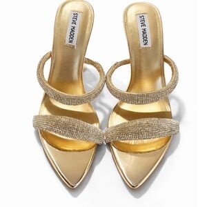 Steve Madden Harperr Metallic Gold Sandal Heels Women Size 10M